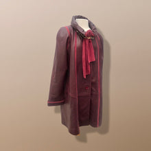 Load image into Gallery viewer, Bergundy Wine Softest Lamb Leather Coat with Deep Red Suede Inlay