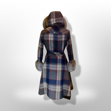 Load image into Gallery viewer, Plaid Pinup Princess Fit and Flare Wool Hooded Faux Shearling Coat Boho Almost Famous Penny Lane M/L