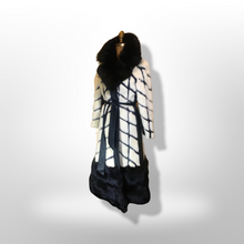 Load image into Gallery viewer, Women&#39;s Vintage Coat 60s Mink Fox Fur Mosaic Geometric Leather White Black Ultimate Luxury Three Tier Zip Off Coat Princess Mod S/M