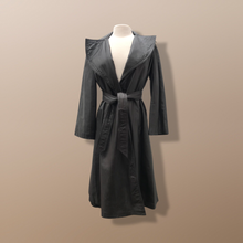 Load image into Gallery viewer, Vintage Brown Leather Trench Spy Coat Lord and Taylor Fit and Flare