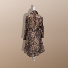 Load image into Gallery viewer, Leopard Print Leather and Fox Fur Trench Fit and Flare Coat