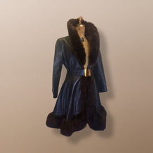 Load image into Gallery viewer, Penny Lane Princess Fit and Flare Brown Leather and Genuine Fur Mod Belt 1960's 60's 70's Chic Hippie Full Sweep Skirt!