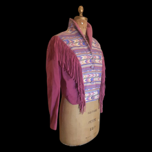 Load image into Gallery viewer, Pink Suede Fringe Southwestern Blanket Cowgirl Native American Aztec Boho Hipster Short Coat Jacket