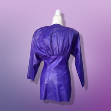 Load image into Gallery viewer, 80’s Glam Purple Leather Jacket Studio 54 Ultra Soft Lamb Leather Fitted and Ruched