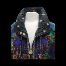 Load image into Gallery viewer, 90’s Neiman Marcus Bomber Windbreaker Waterproof Red and Blue with Gold Chorded Trim