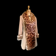 Load image into Gallery viewer, 60s Lilli Ann Mod Pinup Rabbit Leopard Print Coat---Pinup Real Rabbit Fur Printed with Leopard Mod Princess S/M