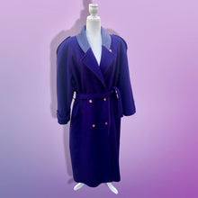Load image into Gallery viewer, Vintage 90’s Purple London Fog Pure Wool and Leather Career Professional Day and Night Coat