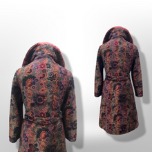 Load image into Gallery viewer, 60’s Vintage Coat Floral Tapestry Carpet Mink Collar Colorful