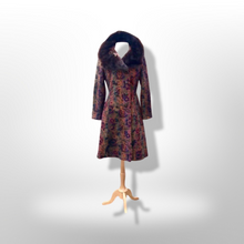 Load image into Gallery viewer, 60’s Vintage Coat Floral Tapestry Carpet Mink Collar Colorful