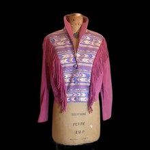 Load image into Gallery viewer, Pink Suede Fringe Southwestern Blanket Cowgirl Native American Aztec Boho Hipster Short Coat Jacket