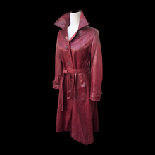 Load image into Gallery viewer, 70’s Vintage Leather Trenchcoat Spy Lamb Leather Bergundy Oxblood Color Super Soft