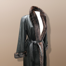 Load image into Gallery viewer, Italian leather Wrap Tuxedo Mink Coat Herringbone Design