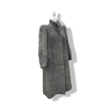 Load image into Gallery viewer, 90’s does 40’s Lamb Curly Gray Coat Puff Sleeve with Suede Inserts Minimal Stealth Made in Sweden “Viking Lamb”