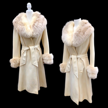 Load image into Gallery viewer, Vintage 60’s LIlli Ann White Cream Ombré Fox Fur Princess Fit and Flare Belted Pinup Mod Coat