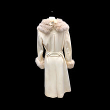 Load image into Gallery viewer, Vintage 60’s LIlli Ann White Cream Ombré Fox Fur Princess Fit and Flare Belted Pinup Mod Coat
