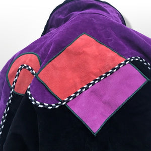 80’s 90’s Suede Colorful “In Living Color” Saved by the Bell era Bomber Jacket Coat