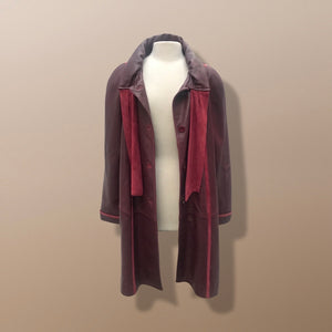 Bergundy Wine Softest Lamb Leather Coat with Deep Red Suede Inlay