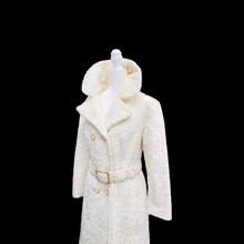 Load image into Gallery viewer, Vintage Robert Meshekoff Faux Persian Lamb Astrakhan White Belted Full Length Double Breasted Coat