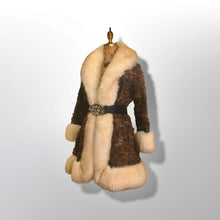 Load image into Gallery viewer, Vintage Coat 70’s Brown MASSIVE Shearling Curly Lamb White Couture Princess Boho Penny Lane Russian Princess Winter Fall Sumptuous Luxury