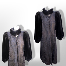 Load image into Gallery viewer, Vintage Couture 80’s Does 40’s Vintage Fur Coat Genuine Broadtail Persian Lamb Sheared Beaver Bishop Sleeve Puff Sleeve Old Glamour Hollywood