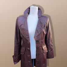 Load image into Gallery viewer, 70’s Vintage Brown Leather Fitted Trench 36” Bust Bagatelle Spy Classic 70’s