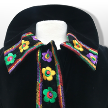 Load image into Gallery viewer, 60’s 70’s Black Velvet Floral Embroidered Full Length Coat