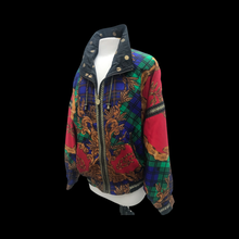 Load image into Gallery viewer, 90’s Neiman Marcus Bomber Windbreaker Waterproof Red and Blue with Gold Chorded Trim