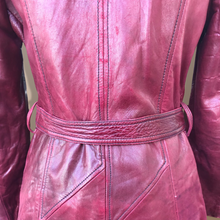 Load image into Gallery viewer, 70’s Vintage Leather Trenchcoat Spy Lamb Leather Bergundy Oxblood Color Super Soft