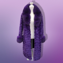 Load image into Gallery viewer, Purple Mink and Fox Fur Coat Winter Couture Perfect for Gift