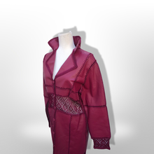 Load image into Gallery viewer, Brand New Deadstock Vintage 90’s Pink Leather Magenta Lace Duster Coat