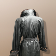 Load image into Gallery viewer, Italian leather Wrap Tuxedo Mink Coat Herringbone Design