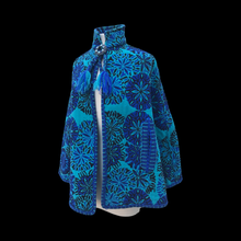 Load image into Gallery viewer, 60’s 70’s Tapestry Turquoise Blue Cape Poncho Bag Purse Set Carpet Needlepoint