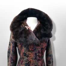 Load image into Gallery viewer, 60’s Vintage Coat Floral Tapestry Carpet Mink Collar Colorful