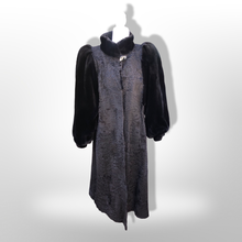 Load image into Gallery viewer, Vintage Couture 80’s Does 40’s Vintage Fur Coat Genuine Broadtail Persian Lamb Sheared Beaver Bishop Sleeve Puff Sleeve Old Glamour Hollywood