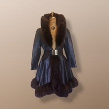Load image into Gallery viewer, Penny Lane Princess Fit and Flare Brown Leather and Genuine Fur Mod Belt 1960's 60's 70's Chic Hippie Full Sweep Skirt!