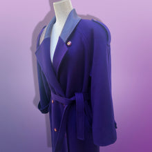 Load image into Gallery viewer, Vintage 90’s Purple London Fog Pure Wool and Leather Career Professional Day and Night Coat