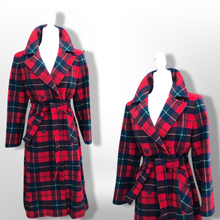 Load image into Gallery viewer, Pendleton Plaid Pure Virgin Wool Red and Black Fit and Flare Belted