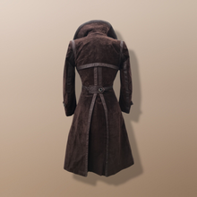 Load image into Gallery viewer, 60’s 70’s Suede Trench with Shearling Collar Made in Brazil Princess Fit and Flare