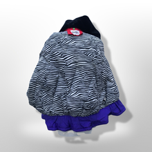 Load image into Gallery viewer, 80’s 90’s Neiman Marcus Genuine Down Puffer Coat in Rainbow Apres Ski “In Living Color” Pride Oversized Chubby Coat Rare Ski Winter Suede Fringr Native American Inspired Style