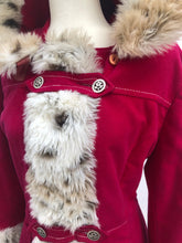 Load image into Gallery viewer, Vintage 70’s Coat Red Princess Spotted Faux Fur Hooded Christmas Holiday Winter Princess