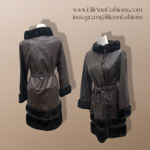 Load image into Gallery viewer, 70’s Vintage Brown Leather and Shearling Tiered Boho Chic Penny Lane Coat Hippy Chic