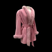 Load image into Gallery viewer, Bill Blass Vintage Pink Wool and Fox Fur Wrap Coat Soft