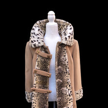 Load image into Gallery viewer, Vintage 60’s Mod Camel Wool Faux Fur Leopard Spotted Print Coat Bondi’s Fifth Ave