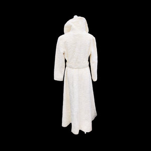 Vintage Robert Meshekoff Faux Persian Lamb Astrakhan White Belted Full Length Double Breasted Coat