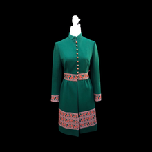 Load image into Gallery viewer, 60’s Green Embroidered Button Down Coat Dress
