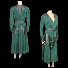 Load image into Gallery viewer, Vintage 80’s 90’s Italian Women’s Suit in Green Suede Lamb Leather Genuine Snakeskin Couture