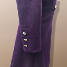 Load image into Gallery viewer, Vintage Deep Purple Military Style Wool Coat Fitted and Tailored