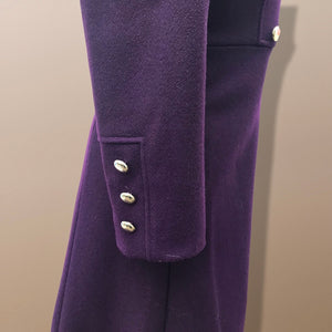 Vintage Deep Purple Military Style Wool Coat Fitted and Tailored
