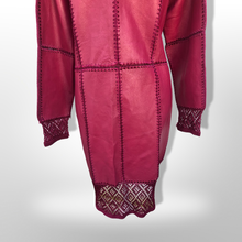 Load image into Gallery viewer, Brand New Deadstock Vintage 90’s Pink Leather Magenta Lace Duster Coat