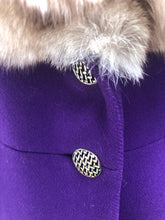Load image into Gallery viewer, Vintage 60’s Royal Purple Wool Fox Fur Princess Coat Luxury Gift